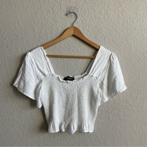 White Puff Sleeve Crop Top